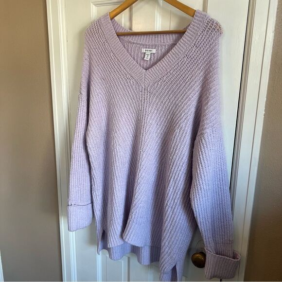 Nine West Purple V-Neck Sweater with Ribbed Knit - Picture 2 of 8